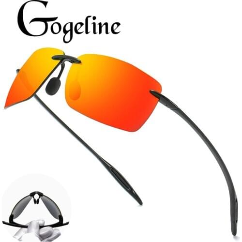 TR90 Square Polarized Driving Sunglasses for Men Women Mirror UV400 Lens Classic Rimless Rectangle Sports Sunglasses Male Female