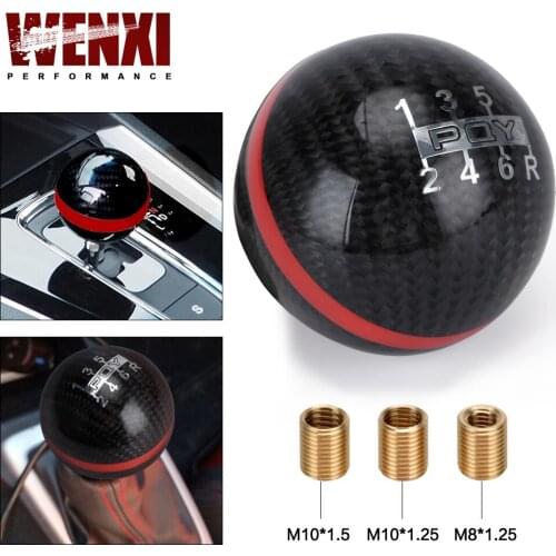 Universal Genuine Carbon Fiber PQY 5 / 6 Speed Manual / Automatic Spherical Gear Shift Knob For Honda Acura / TOYOTA GSK06