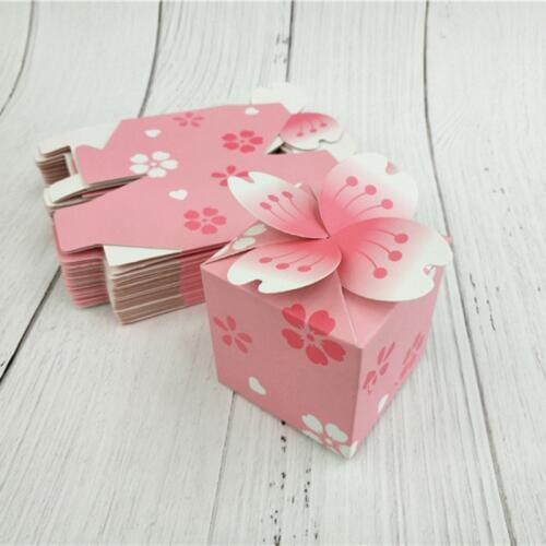 10pcs Cherry Floral Dragee Sweet Candy Gift Box Wedding Favor Deco Mariage Pie Party Box Bags Cookie Chocolate Wrapping Paper
