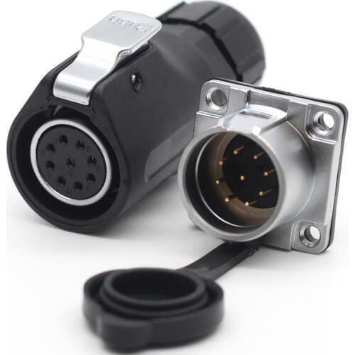 XHP20, IP67 Waterproof 9 Pin LED Power Cable Connector High-Voltage Aviation Connector Electrical Power Male Socket Female Plug