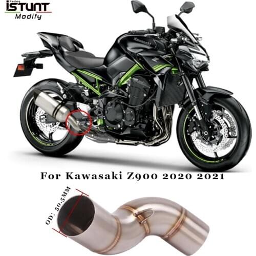 Slip-On Motorcycle GP Exhaust Modified Stainless Steel Middle Link Pipe Connection 51mm Muffler For Kawasaki Z900 2020 2021