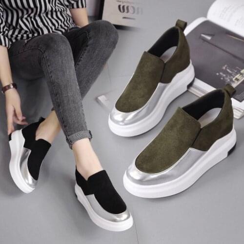 Women Shoes Ladies Flat Thick Bottom Shoes Slip on Ankle Boots Casual Platform Sport Shoes