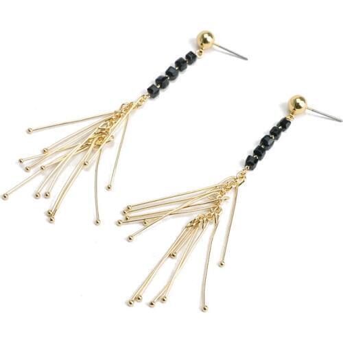 Chain long black crystal tassel earrings zinc alloy feminine earrings ladies gift for wife