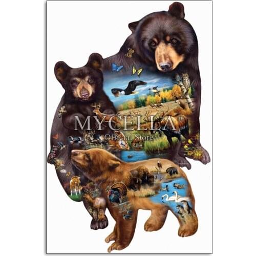 Animals 5d Diy Diamond Painting Bear Family Picture Rhinestones Mosaic Cross Stitch Diamond Embroidery Home Decor Christmas Gift