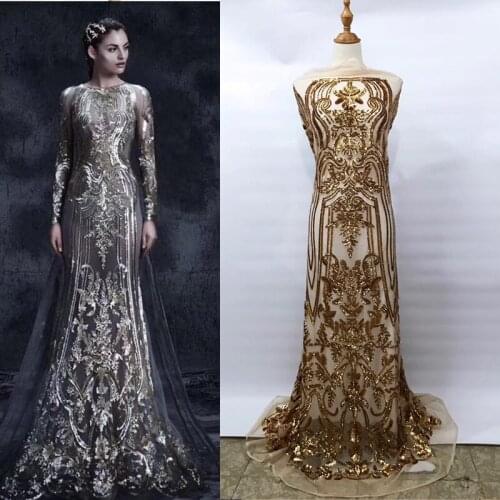 10colors wonderful embroidered African party lace fabric gold sequins French net lace fabric for high grade dress FJL008