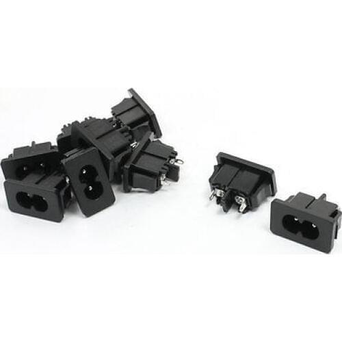 10Pcs Black PCB Board IEC320 Inlet C8 Power Adapter AC 250V 2.5/5A DB-180-C03