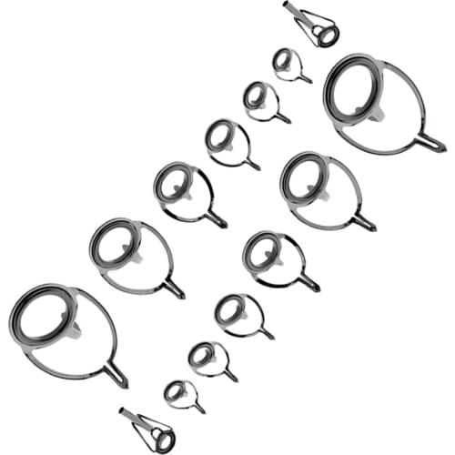 14pcs/set Ceramic Ring Fishing Rod Guides Line Ring Repair Kit Tip Top Rings Rod Repairing Tools Fishing Accessories