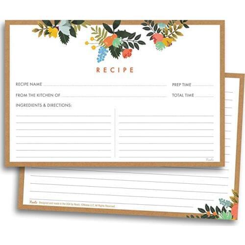 20 Pcs/pack Floral Recipe Cards Double Sided Cards 4x5.6 Inches Cardstock Paper Stationery Vintage Card Stock Scrapbooking