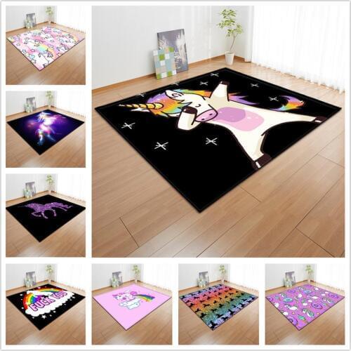 3D Unicorn Series Carpet Cartoon Animal Kids Bedroom Play Mats Soft Flannel Memory Foam Large Carpets for Living Room Area Rugs