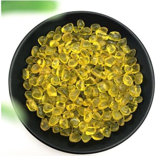 50g 7-10mm Yellow Glass Gravel Glaze Stone Rock Polished Aquarium Specimen Decor Stones and Minerals