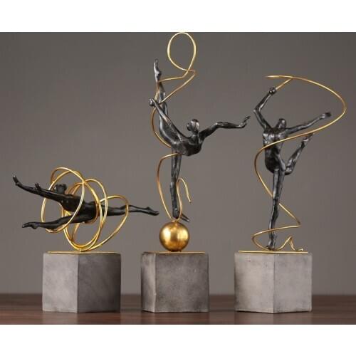 Home Decoration Accessories Art Gymnastics Female Athlete Waving A Ribbon Decoration Figurine Living Room Ornament Gift