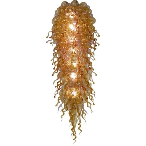 Big Hotel Home Decor Amber Pendant Lamp Italian Modern Art Decoration Blown Glass American Style Chandeliers 60 Inches