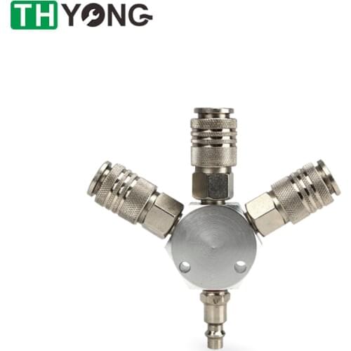 American Style 3-WAY Four Position Mainfold Quick Coupler 1/4''NPT Connector Air Hose Coupling Pneumatic Air Compressor Tools