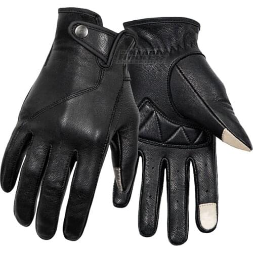 Black Motorcycle Gloves Men Vintage Riding Leather Moto Racing Motorbike Full Finger Motocross Biker Gloves Touch Screen Gloves