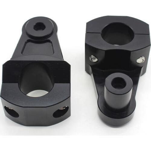 Black Universal Anodized 2 Inch Pivoting Motorcycle Handlebar Riser For 7/8 22mm/28mm Bars Clamp