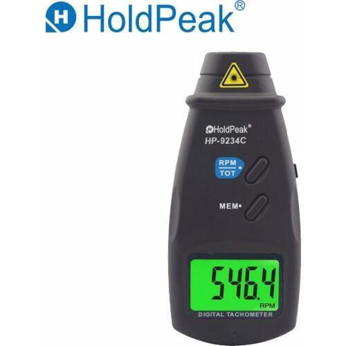 HoldPeak HP-9234C Digital Engine Tachometer Electronic RPM Test Handhold LCD Digital Tachometer Wide Measuring Range Speedometer