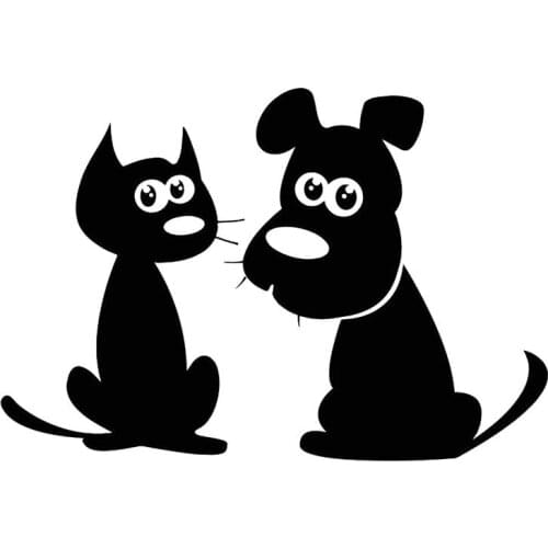 Dawasaru Cartoon Cat Dog Puppy Pet Friends Stickers and Car Decal PVC,14cm*9cm