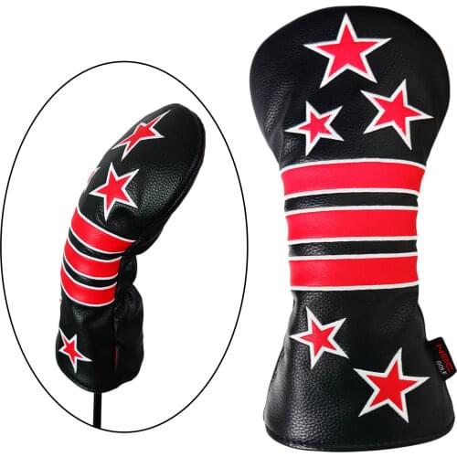 PU Leather Golf Wood Head Cover Waterproof Anti-scratch Non-slip Utility Drivers Headcover Stars Club Covers Golfer Gift
