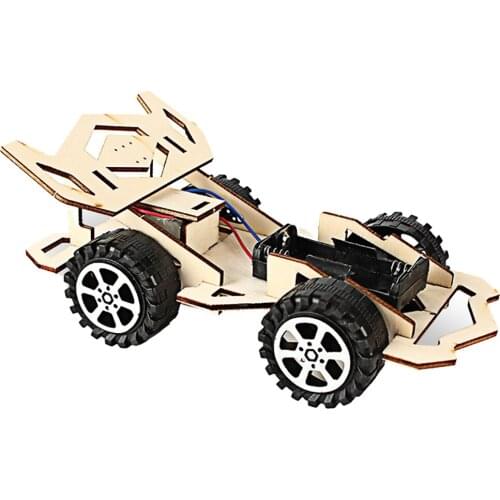 DIY Electric Wood Racing Car Assembled Scientific Mold Toys Educational Model Early Learning Toy for Children Kids