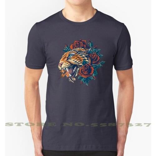 Ornate Leopard ( Color Version ) Black White Tshirt For Men Women Leopard Cougar Puma Mountain Lion Lion Tiger Panther Cat