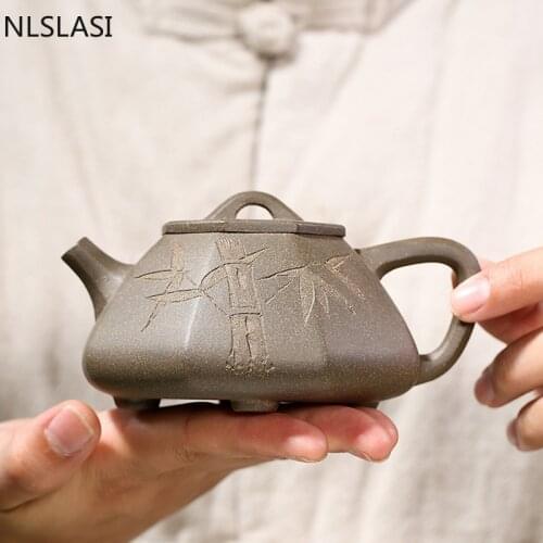 Handmade Yixing Stone Scoop Tea Pot Purple Clay Raw Ore Teapots Filter Beauty Kettle Chinese Tea Ceremony Accessories 190ml