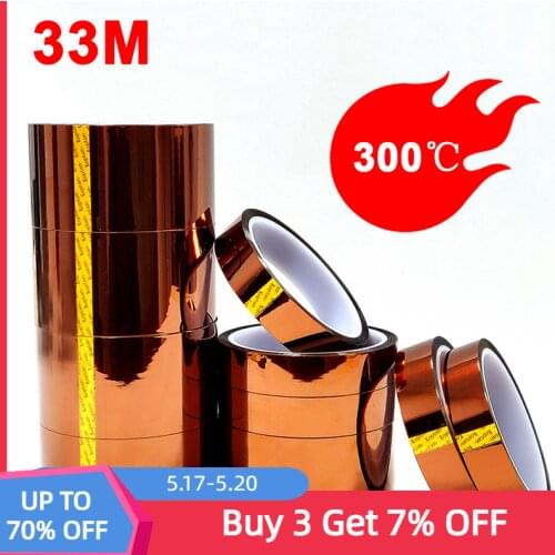 33M Kapton Tape Gold High-Temperature Heat Resistant Adhesive Tape Polyimide 10-50MM Width No Residue for Masking Soldering Etc