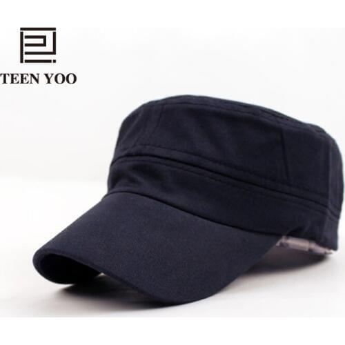 Korean Military Cap Flat Roof Cotton Solid Color Bone Militar Eua Army Military Cap Women Men Outdoor Casual Sport Sun Hat Visor