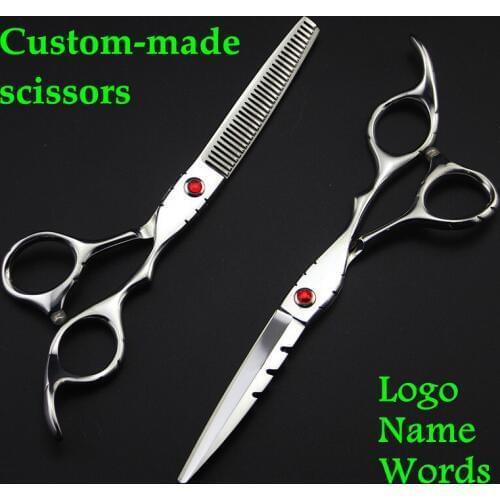 Customize classic 6 inch ruby cut hair scissors thinning barber styling tools cutting scissor shears hairdressing scissors set