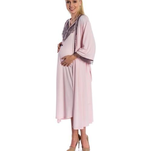 Bondy Aylin Maternity 2-Pieces Nightgown Set Lilac Powder