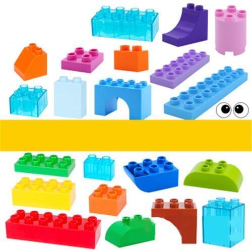 6Pcs Big Size Duploe Train Building Blocks Bricks Accessory Compatible With Duplos base Transparent Square Toys for Children