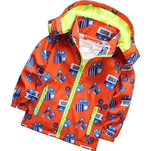 Cartoon Car Hooded Jackets For Boy Coat Boys Outerwear Baby Jacket Kids Waterproof Windbreaker Childrens Clothing 2020 Spring