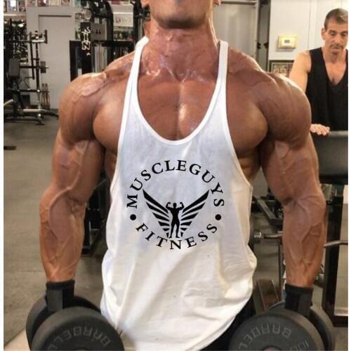 Muscle guys Gym Stringer Tank Tops Mens Sleeveless Shirt tanktops Bodybuilding and Fitness Mens Gyms Singlets workout Clothes