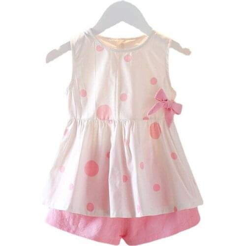 Fashion Summer Baby Girls Clothes Children Polka Dot Dress Shorts 2Pcs/Set Toddler Casual Costume Infant Clothing Kids Tracksuit