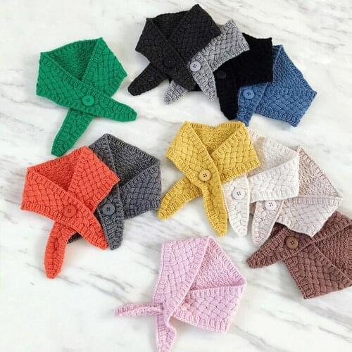 2020 New Fashion Korean Style Autumn Scarf Female Winter Small Woolen Yarn Decoration Wild Knitted Button Hairband Student Scarf