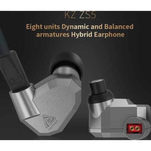Original KZ ZS5 2DD+2BA Hybrid HIFI Earphones In Ear DJ Monito Super Bass Earplug Headsets Stereo Surround Earbuds For iPhone