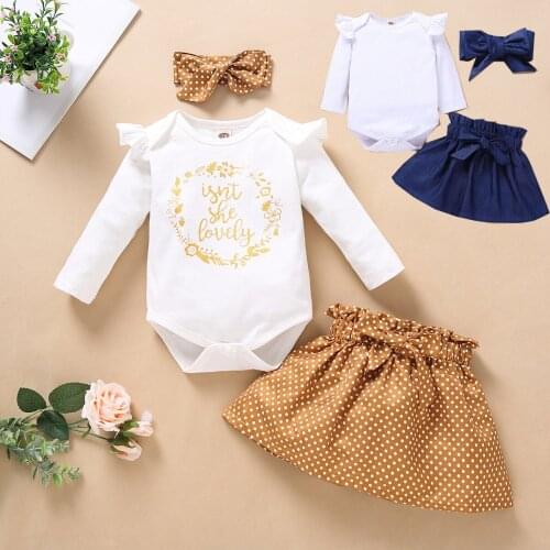 Winter Fall Newborn Baby Girls Lounge Set Long Sleeve Top Bow Polka Dot Skirt KidS Clothes SetS 6 12 18 Month