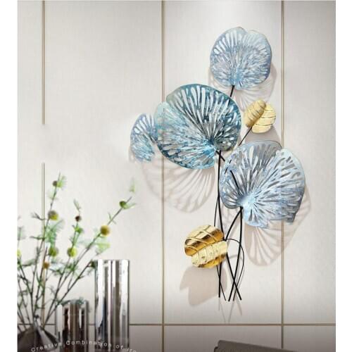 Simple Modern Wrought Iron Leaf Wall Hanging Pendant Home Livingroom Wall Sticker Ornaments Porch Wall Mural Decoration Crafts