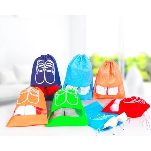 10 pcs shoes dust cover Home Folding Shoes Organisation waterproof Non-Woven Travel Portable Tote Drawstring dust Bag Cover Case
