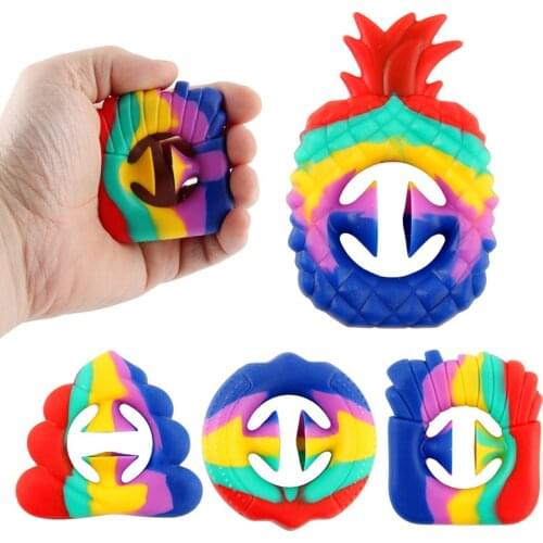Rainbow pop bubbles fidget toy simple dimple hand squeeze pineapple poo Hand grip anti stress relief sensory anxiety for adults
