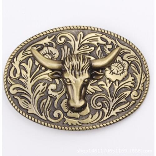 Golden Bull head Belt Buckle Handmade homemade belt accessories waistband DIY Western cowboy rock style k54