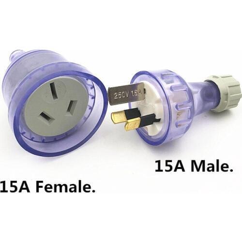1 pcs SAA Rewirable Plug Socket Australian 15A Female male Socket 3 Prong Electrical Socket Grounded Rewire Socket DIY Assembled
