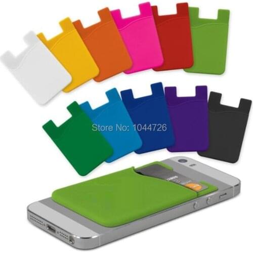 100pcs Silicone Wallet Credit Card Cash Pocket Sticker 3M Adhesive Stick-on ID Credit Card Holder Pouch For iPhone smart phones