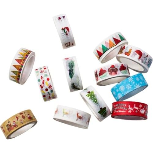 T3EC 12 Rolls Christmas Holiday Washi Tape DIY Scrapbooking Masking Adhesive Paper Tape for Gift Wrapping Art Crafts Projects