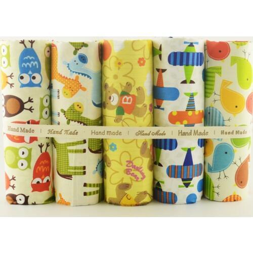 Teramila Cotton Fabric Lovely Cartoon Design 5PCS/Lot 40cmx50cm Home Textile DIY Sewing Clothes Tecido Patchwork