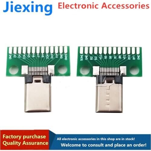 Type c test male USB 3.1 male connector with PCB board welded USB3.1 double-sided positive and negative plug