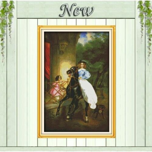 The horse riding woman home Decor paintings counted printed on canvas DMC 11CT 14CT kits Cross Stitch embroidery needlework Sets