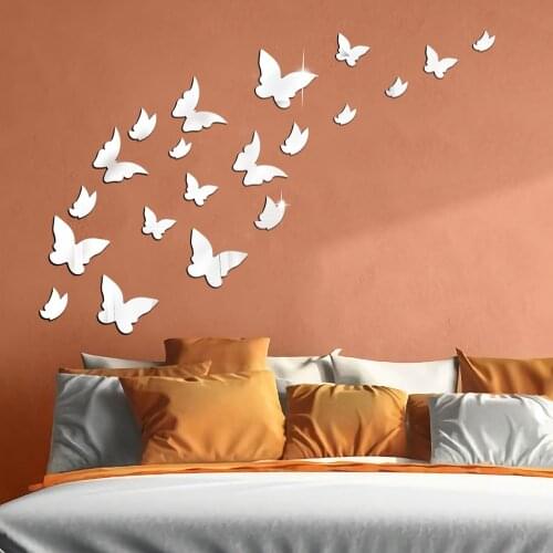 60x40CM 3D Butterfly Mirror Wall Sticker 12Pcs Decal Wall Art Removable Wedding Decoration Kids Room Sticker