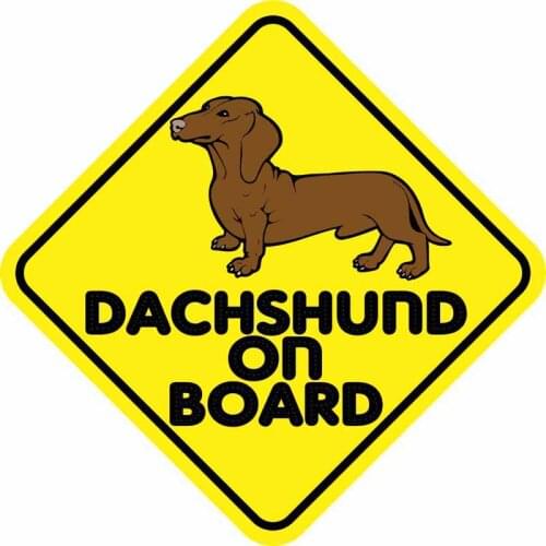 14cm*14cm 1 Pcs Car Sticker Warning Dachshund on Board Dog Automobiles Motorcycles Exterior Accessories Reflective Vinyl Decals