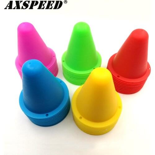 AXSPEED 10PCS RC Car Training Road Cones Roller Pylons Soft Plastic Racing Marker for 1/10 Sakura D3 RC Rock Crawler Parts