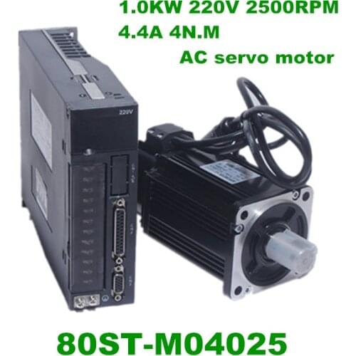 1000W AC servo motor kit 80ST-M04025 driver diameter 80mm 220V 4NM 2500rpm